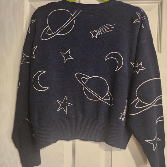 Navy blue  cardigan (pattern shooting stars & moon) - Picture 4 of 4